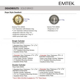 Emtek 8464 Rope Deadbolt - Brass - Single Cylinder