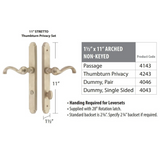 Emtek 4143 STRETTO Narrow Trim Lockset, 1-1/2" x 11" Arched Non-Keyed, Brass Tubular, Passage