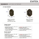 Emtek #11 Style Single Cylinder Deadbolt - 8472