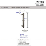 Emtek 86160 Nunez Bronze 8" Pull