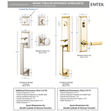 Emtek 4717 Transitional Heritage Monolithic Single Cylinder Entrance Handleset - Brass Tubular