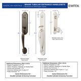 Emtek 4314 Wilmington Single Cylinder Entrance Handleset - Brass Tubular