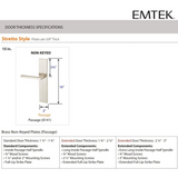 Emtek 8143 STRETTO Narrow Trim Lockset, 1-1/2" x 11" Modern Rectangular Non-Keyed, Brass Tubular, Passage