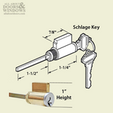 AMERICAN REPLACEMENT LOCK CYLINDER, 1" X 1-1/2 SCHLAGE