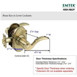 Emtek Classic Brass Key In Leverset - Cortina Lever with Rosette Options - Single Cylinder