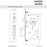 Emtek 2156 Narrow Modern Rectangular Pocket Door Mortise Lock (2" x 7-1/4") - Dummy