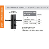 Emtek 5045 STRETTO Narrow Trim Lockset, 2" x 10" Rectangular Non-Keyed, Brass Tubular, Dummy Pair