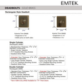 Emtek EMP8468 Rectangular Deadbolt - Classic Brass - Single Cylinder - EMPowered Upgrade