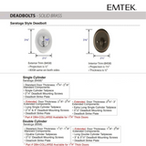 Emtek 8458 Saratoga Deadbolt - Brass - Single Cylinder