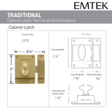 Emtek 2270 Brass Cabinet Latch (2" x 2-1/4")