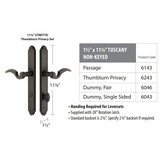 Emtek 6243 STRETTO Narrow Trim Lockset, 1-1/2" x 11-1/8" Tuscany Non-Keyed, Brass Tubular, Privacy