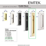 Emtek 220314 Modern Rectangular Brass Flush Pulls (2" x 14")