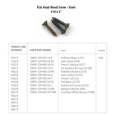 Emtek 100PK-10FHWS10 Replacement Hinge Screws, Flat Head Wood Screws - Steel #10 x (Pack Qty 100)