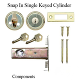 SNAP IN KEYED SINGLE CYLINDER DEADBOLT LOCK- POLISHED BRASS