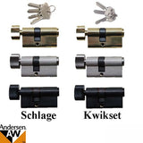 Keyed Kwikset Euro Cylinder for Andersen Storm Door - Choose Color