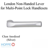 London Non-Handed Lever Handle for Multipoint Lock Handlesets - Clear Anodized