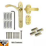 Andersen Emco Keyed 3 Post Storm Door Hardware with Deadbolt for 1-1/2 Inch Doors in Polished Brass