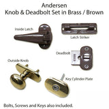 Andersen Knob and Deadbolt Kit 1-1/2 Inch Door - Brass / Brown