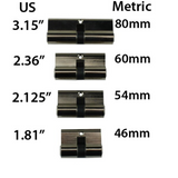 Double Key Gate Lock Profile Cylinder, 80mm - Chrome