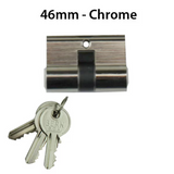 Double Key Gate Lock Profile Cylinder, 46mm - Chrome