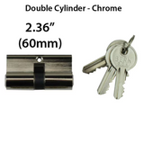 Double Key Gate Lock Profile Cylinder, 60mm - Chrome