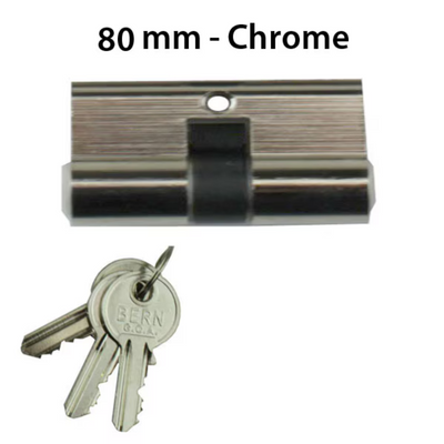 Double Key Gate Lock Profile Cylinder, 80mm - Chrome