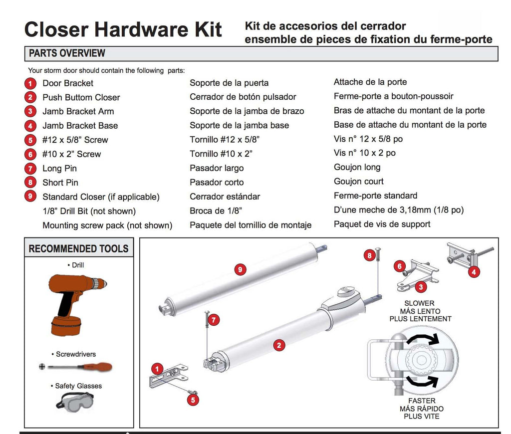 Andersen / Emco 2 pack Push Button Storm / Screen Door Closer Kit Ch Golden Locks Inc