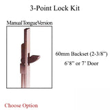HLS-ONE 3-point Lock KIT, ACTIVE SYSTEM w/60MM backset, choose door thickness,  6'8
