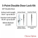 HLS-ONE 5-point Lock KIT, Double Door System w/60MM backset, choose door thickness,  6'8"