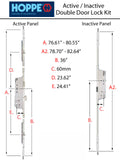 HLS-ONE 5-point Lock KIT, Double Door System w/60MM backset, choose door thickness,  6'8"