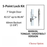 HLS-ONE 3-point Lock KIT, ACTIVE SYSTEM w/60MM backset, choose door thickness,  8'