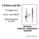 HLS-ONE 5-point Lock KIT, ACTIVE SYSTEM w/60MM backset, choose door thickness,  8'