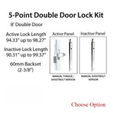 HLS-ONE 5-point Lock KIT, Double Door System w/60MM backset, choose door thickness,  8'