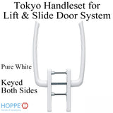 Tokyo Handleset for Active Lift and Slide Door System, Keyed Both Sides - Pure White