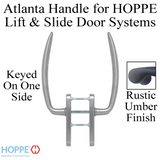 Atlanta Handleset For Active Lift And Slide Door System, Keyed One Side - Rustic Umber