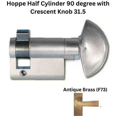 Hoppe Half Cylinder 90 degree with Crescent Knob 31.5 , Antique Brass - 3141853