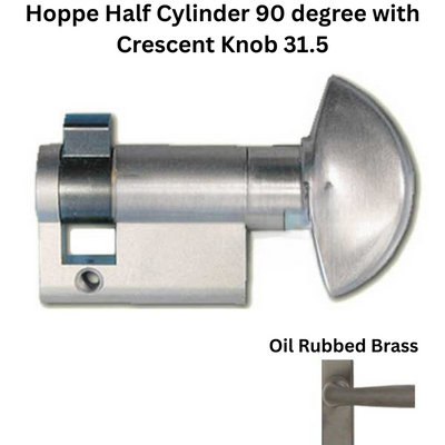 Hoppe Half Cylinder 90 degree with Crescent Knob 31.5 , Oil Rubbed Brass - 3141861
