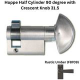 Hoppe Half Cylinder 90 degree with Crescent Knob 31.5 , Rustic Umber - 3141870