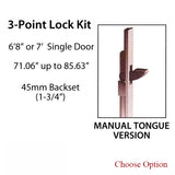 HLS-ONE 3-point Lock KIT, ACTIVE SYSTEM w/45MM backset, choose door thickness,  6'8"