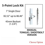 HLS-ONE 5-point Lock KIT, ACTIVE SYSTEM w/45MM backset, choose door thickness,  7'