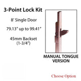 HLS-ONE 3-point Lock KIT, ACTIVE SYSTEM w/45MM backset, choose door thickness,  8'