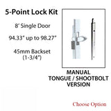 HLS-ONE 5-point Lock KIT, ACTIVE SYSTEM w/45MM backset, Choose Door Thickness,  8'