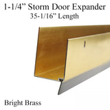 Storm Door Expander and Sweep, 1-1/4 Inch Doors, 35-1/16 Inch Length - Bright Brass