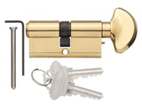 33330101 Rockwell 90 Degree Solid Brass EuroProfile Cylinder Lock in Polished Brass for 1-3/4&quot; thick doors