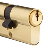 33330101 Rockwell 90 Degree Solid Brass EuroProfile Cylinder Lock in Polished Brass for 1-3/4&quot; thick doors