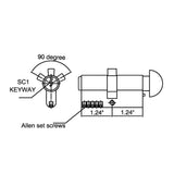 33330101 Rockwell 90 Degree Solid Brass EuroProfile Cylinder Lock in Polished Brass for 1-3/4&quot; thick doors