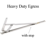 Anderberg 333SS 4 Bar Egress Window Hinge with Stop Stainless Steel 16 Inch Track