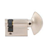 33550103 Rockwell 90 Degree Solid Brass Europrofile Half cylinder privacy lock in Brushed Nickel