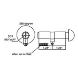 33660001 Rockwell 360 degree Solid Brass Euro profile Cylinder in Brass Finish for 1-3/4&quot; Thick Door (63mm)