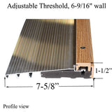 Threshold, Adjustable Oak Cap, 6-9/16" Wall - Mill Finish - 341007-36-Al